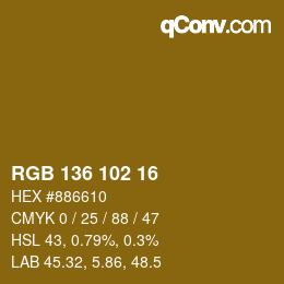 Color code: RGB 136 102 16 | qconv.com