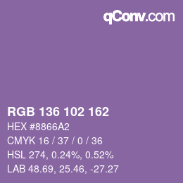 Code couleur: RGB 136 102 162 | qconv.com