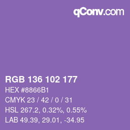 Color code: RGB 136 102 177 | qconv.com