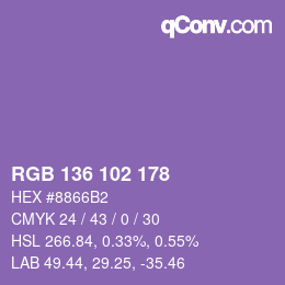 Color code: RGB 136 102 178 | qconv.com