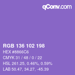 Color code: RGB 136 102 198 | qconv.com