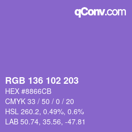 Color code: RGB 136 102 203 | qconv.com
