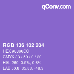 Color code: RGB 136 102 204 | qconv.com