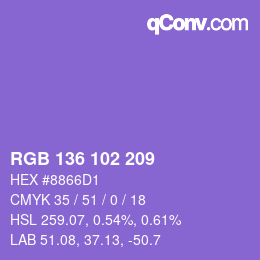 Color code: RGB 136 102 209 | qconv.com