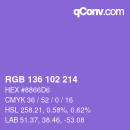颜色代码: RGB 136 102 214 | qconv.com