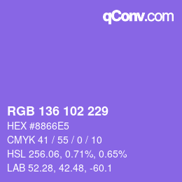 Color code: RGB 136 102 229 | qconv.com