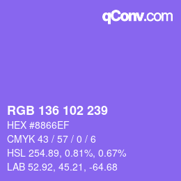 Color code: RGB 136 102 239 | qconv.com
