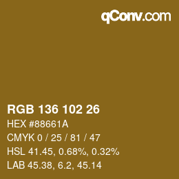 Color code: RGB 136 102 26 | qconv.com
