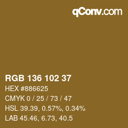 Farbcode: RGB 136 102 37 | qconv.com