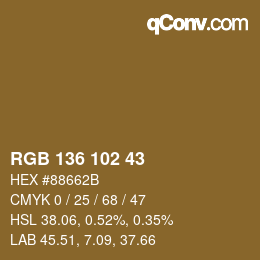 Color code: RGB 136 102 43 | qconv.com