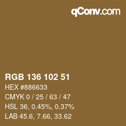 Color code: RGB 136 102 51 | qconv.com