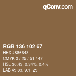 Color code: RGB 136 102 67 | qconv.com