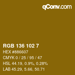 Color code: RGB 136 102 7 | qconv.com