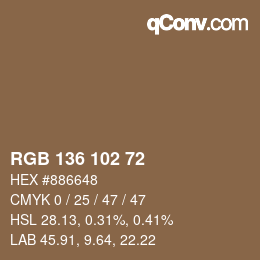 カラーコード: RGB 136 102 72 | qconv.com