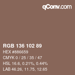 Color code: RGB 136 102 89 | qconv.com