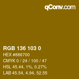 Código de color: RGB 136 103 0 | qconv.com