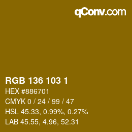 Farbcode: RGB 136 103 1 | qconv.com