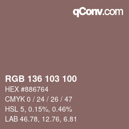 Color code: RGB 136 103 100 | qconv.com