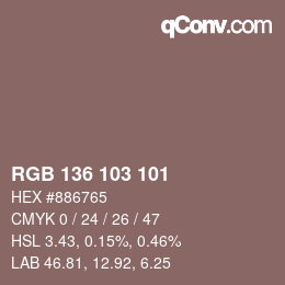 Farbcode: RGB 136 103 101 | qconv.com