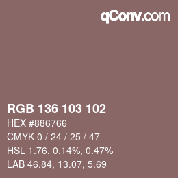 Color code: RGB 136 103 102 | qconv.com