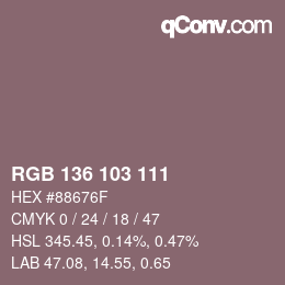Farbcode: RGB 136 103 111 | qconv.com