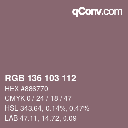 Color code: RGB 136 103 112 | qconv.com