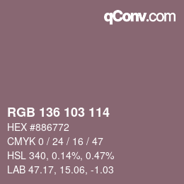 Farbcode: RGB 136 103 114 | qconv.com