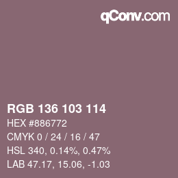 Code couleur: RGB 136 103 114 | qconv.com