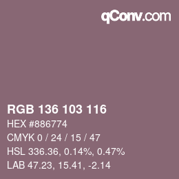 カラーコード: RGB 136 103 116 | qconv.com