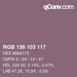 カラーコード: RGB 136 103 117 | qconv.com