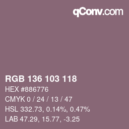 Código de color: RGB 136 103 118 | qconv.com