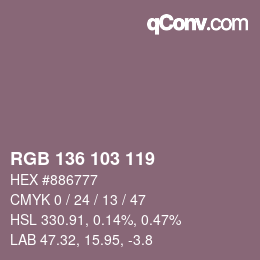 カラーコード: RGB 136 103 119 | qconv.com