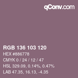 Color code: RGB 136 103 120 | qconv.com