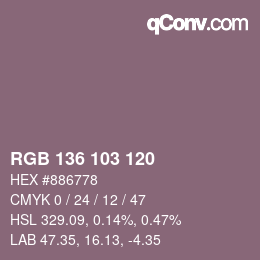 カラーコード: RGB 136 103 120 | qconv.com