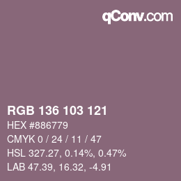 Color code: RGB 136 103 121 | qconv.com