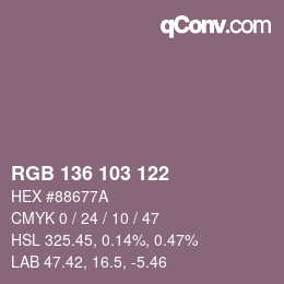 Color code: RGB 136 103 122 | qconv.com