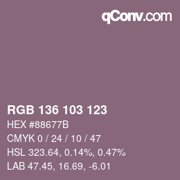 Farbcode: RGB 136 103 123 | qconv.com
