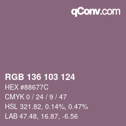 カラーコード: RGB 136 103 124 | qconv.com