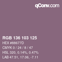 Farbcode: RGB 136 103 125 | qconv.com