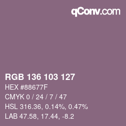 カラーコード: RGB 136 103 127 | qconv.com