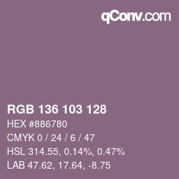 Color code: RGB 136 103 128 | qconv.com