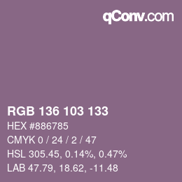 Color code: RGB 136 103 133 | qconv.com