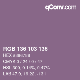 Color code: RGB 136 103 136 | qconv.com