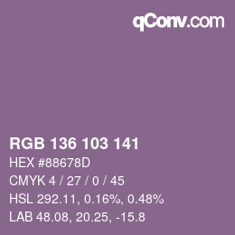 Código de color: RGB 136 103 141 | qconv.com