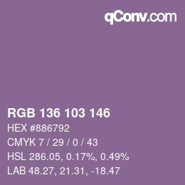 Farbcode: RGB 136 103 146 | qconv.com