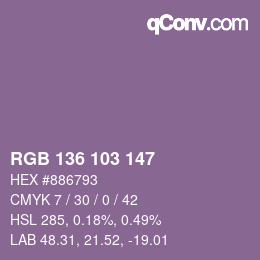 Farbcode: RGB 136 103 147 | qconv.com