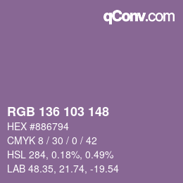 Color code: RGB 136 103 148 | qconv.com