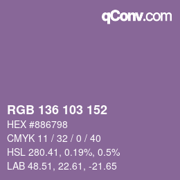 Color code: RGB 136 103 152 | qconv.com