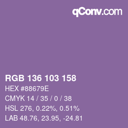 Farbcode: RGB 136 103 158 | qconv.com