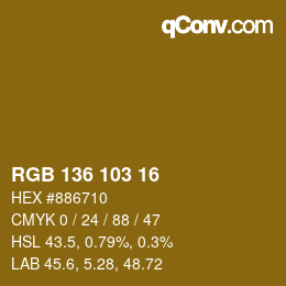 Color code: RGB 136 103 16 | qconv.com